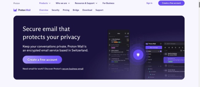 image of ProtonMail home page image of ProtonMail home page