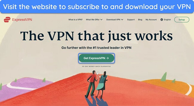 Image of ExpressVPN's website, highlighting how to get ExpressVPN