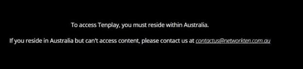 TenPlay geoblock message