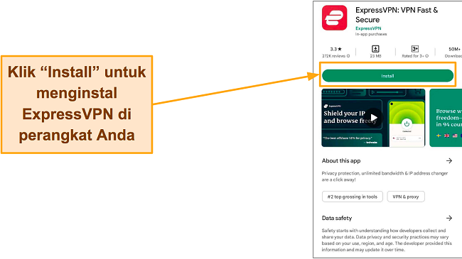 Tangkapan layar ExpressVPN di Google Play
