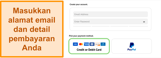 Cuplikan layar Formulir Pendaftaran IPVanish di Desktop