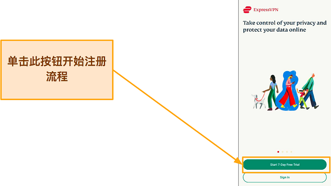 ExpressVPN 登录页面的屏幕截图，突出显示