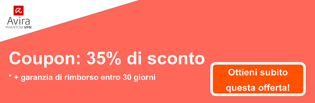 Banner coupon AviraVPN - 35% di sconto