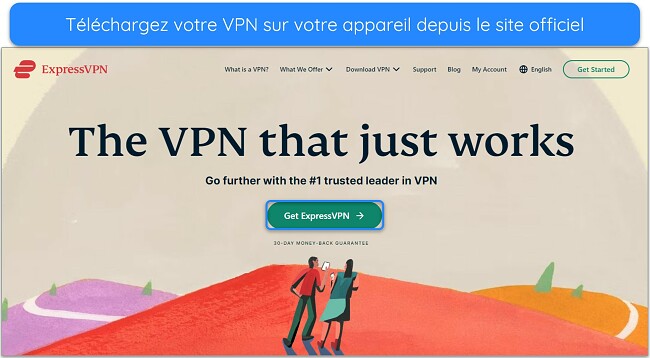Image de la page d'accueil d'ExpressVPN, mettant en évidence le