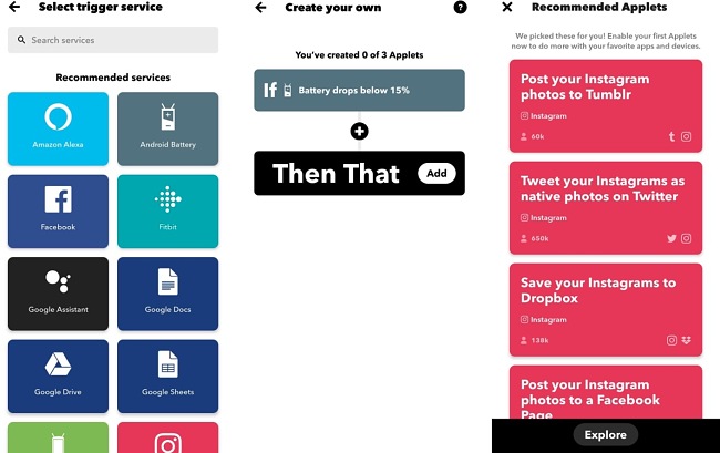 Screenshot of the IFTTT app