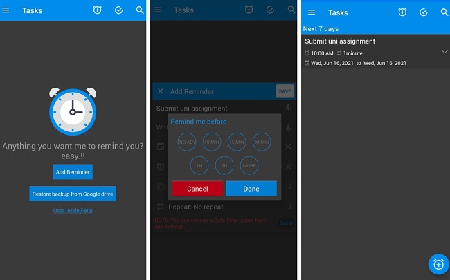 Screenshot of the To Do Reminder app.