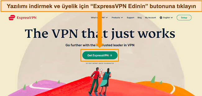 ExpressVPN'in web sitesi ana sayfasının 