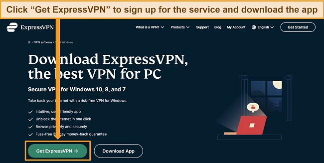Screenshot of ExpressVPN's website with the 