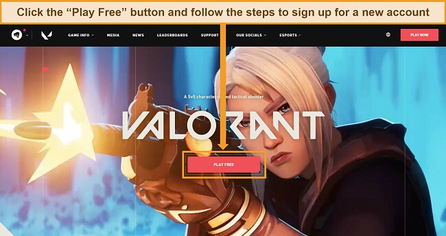 Screenshot of Valorant's website with the 
