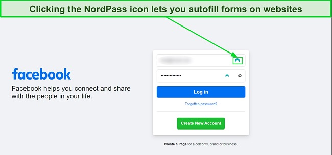 Screenshot of NordPass auto-filling feature