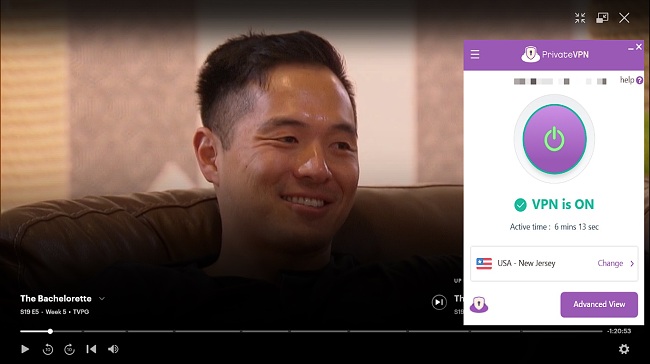 Screenshot von The Bachelorette Episode 5 mit PrivateVPN