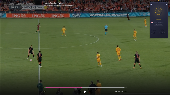 CyberGhost VPN funziona con BBC iPlayer Match of the day Screenshot