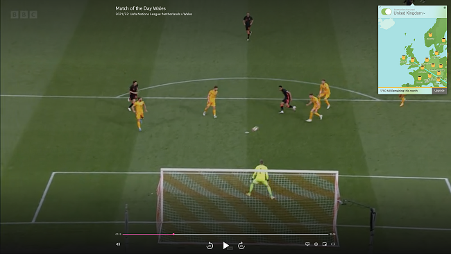 TunnelBear VPN funziona con BBC iPlayer Match of the day Screenshot
