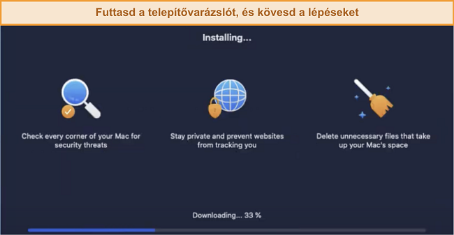 Képernyőkép az Aviráról, amint egy Mac-en települ