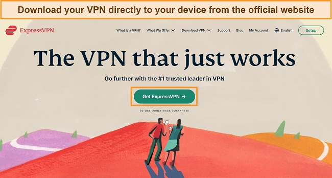 Screenshot of ExpressVPN's official website, highlighting the