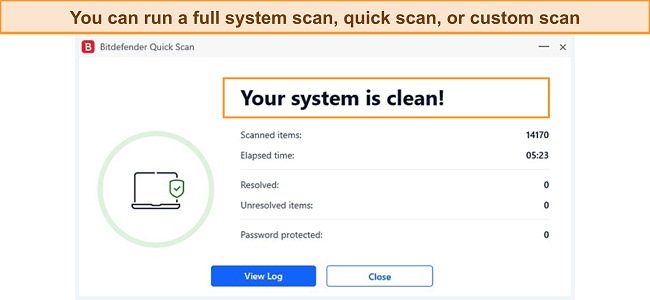 Quick Scan efficiently reviews the high-risk areas of your hard drive