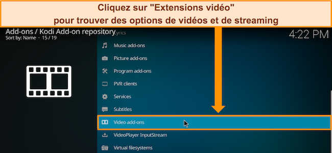 Capture d'écran montrant l'option 