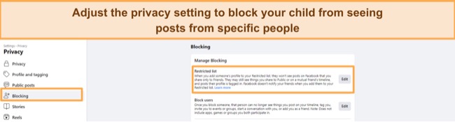 Manage whose content your child can see