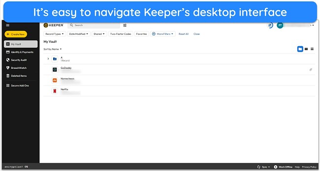 Keeper has intuitive desktop apps