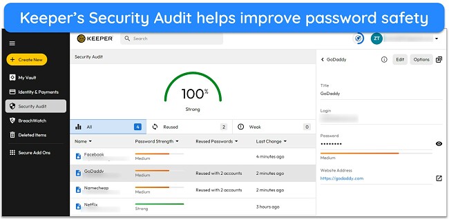Keeper makes it easy to ensure strong passwords