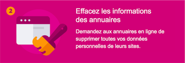 Effacer les informations des annuaires - Demandez aux annuaires en ligne de supprimer toutes vos informations personnelles de leurs sites.