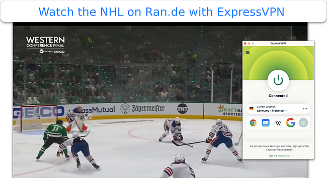 Screenshot of ExpressVPN's server in Frankfurt working with Ran.de