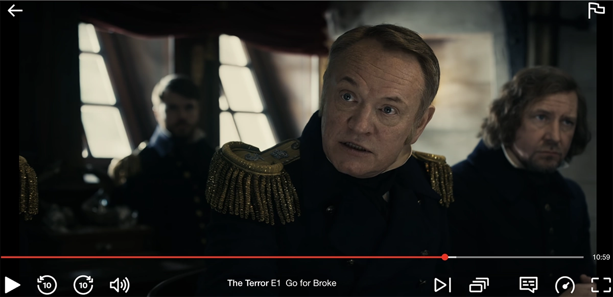 Screenshot of the first episode of The Terror streaming on Netflix US