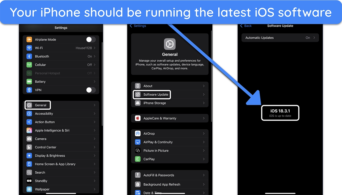 Screenshot showing an iPhone running the latest version of iOS