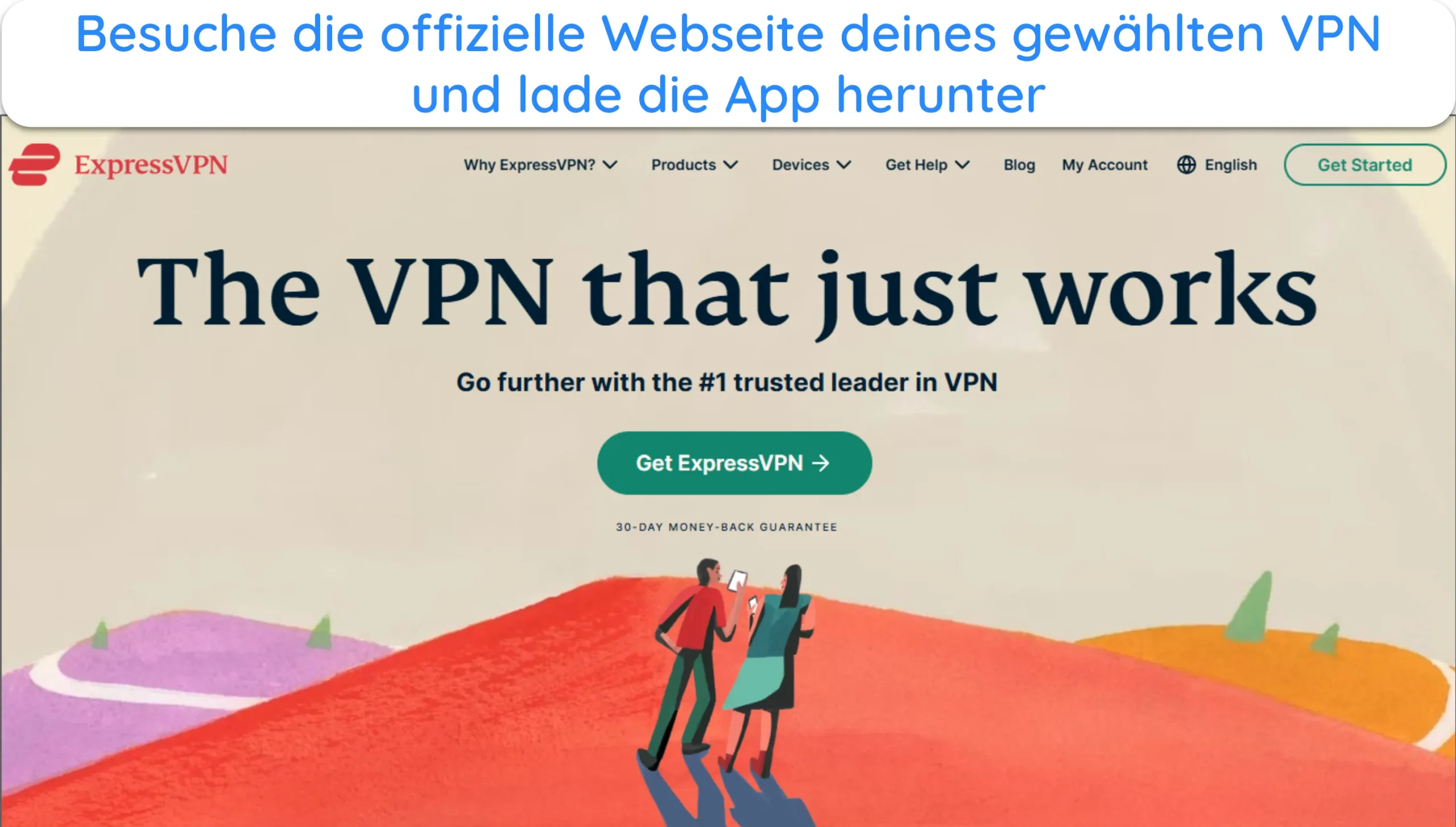 Screenshot der Homepage der ExpressVPN-Website.