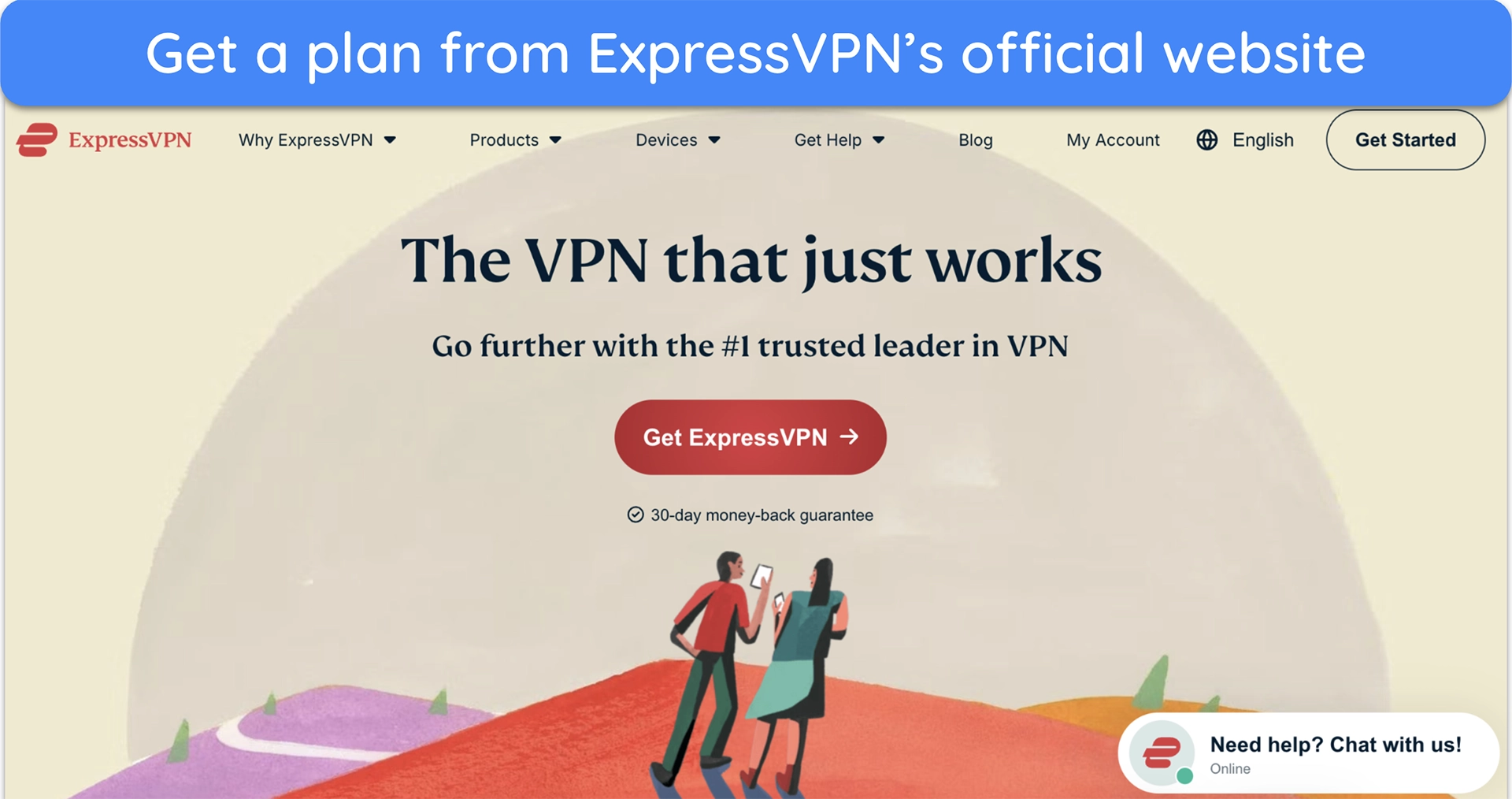 Screenshot of ExpressVPN's official website