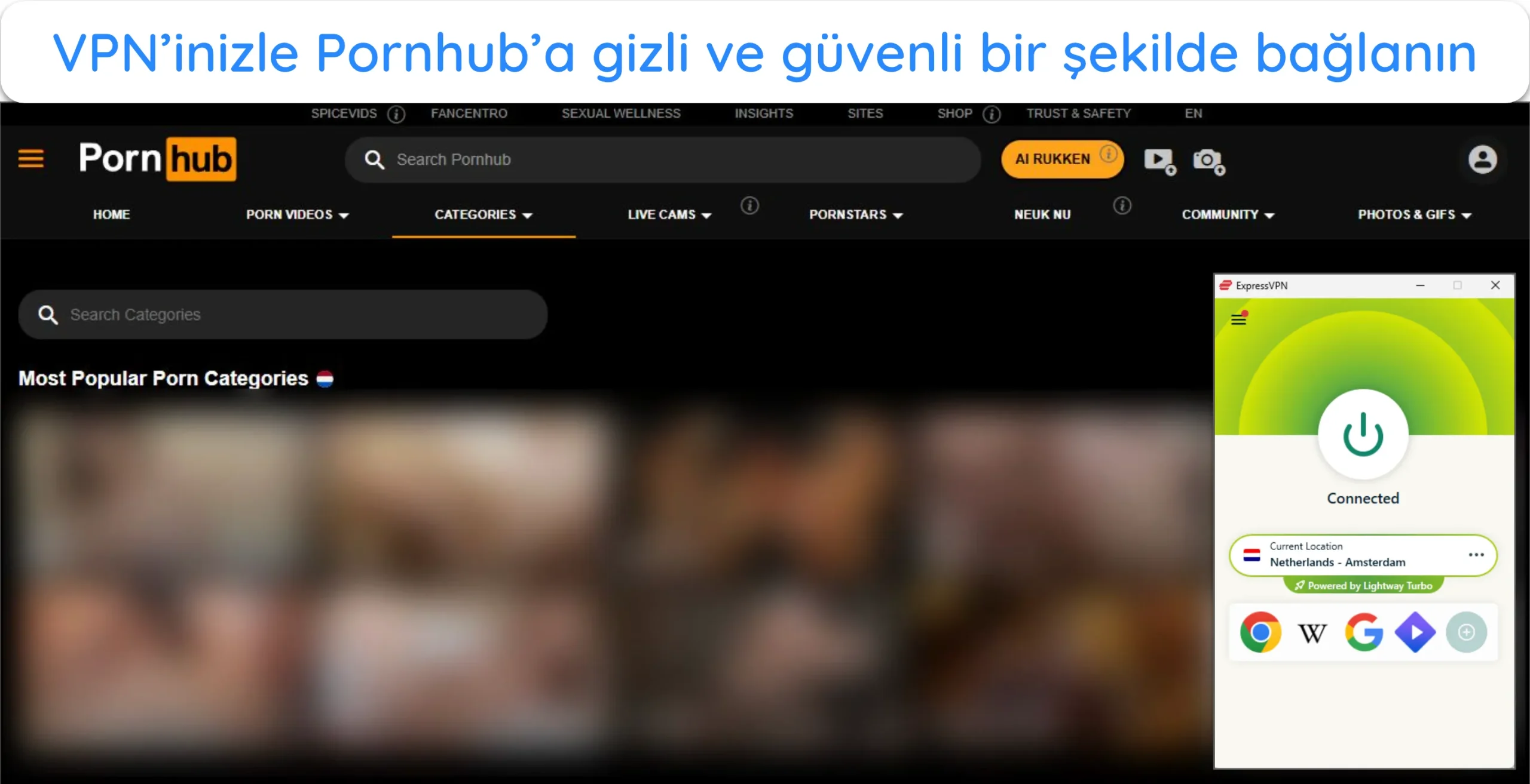 ExpressVPN'in Hollanda sunucusu üzerinden erişilebilen Pornhub'ın ekran görüntüsü.
