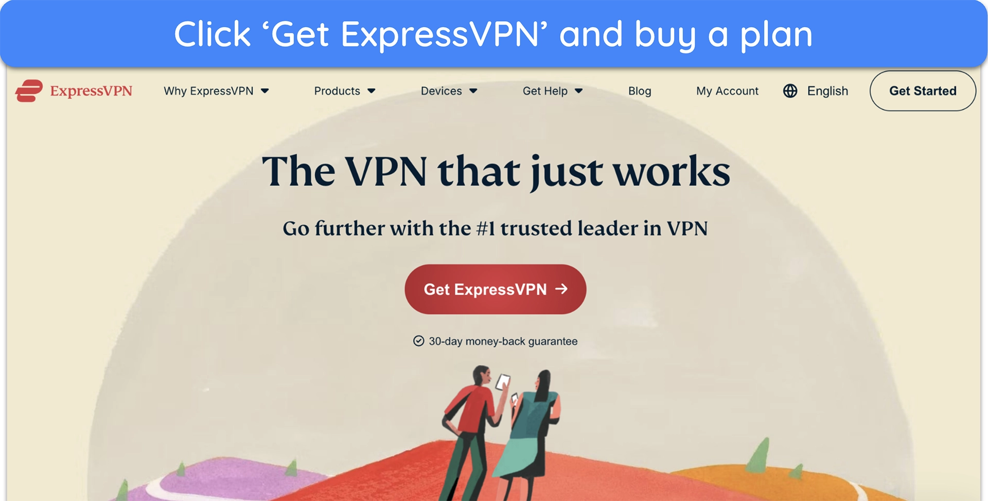 Screenshot of ExpressVPN's official website homepage