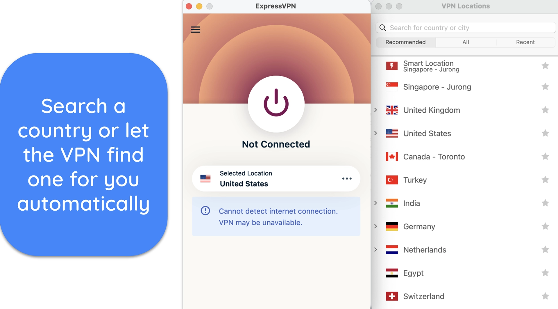 Screenshot of Netflix's server locations list